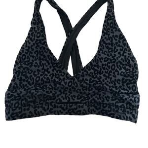 Velvet burnout sports bra ECHT Leopard Print Criss Cross XL Black Gray Vixen